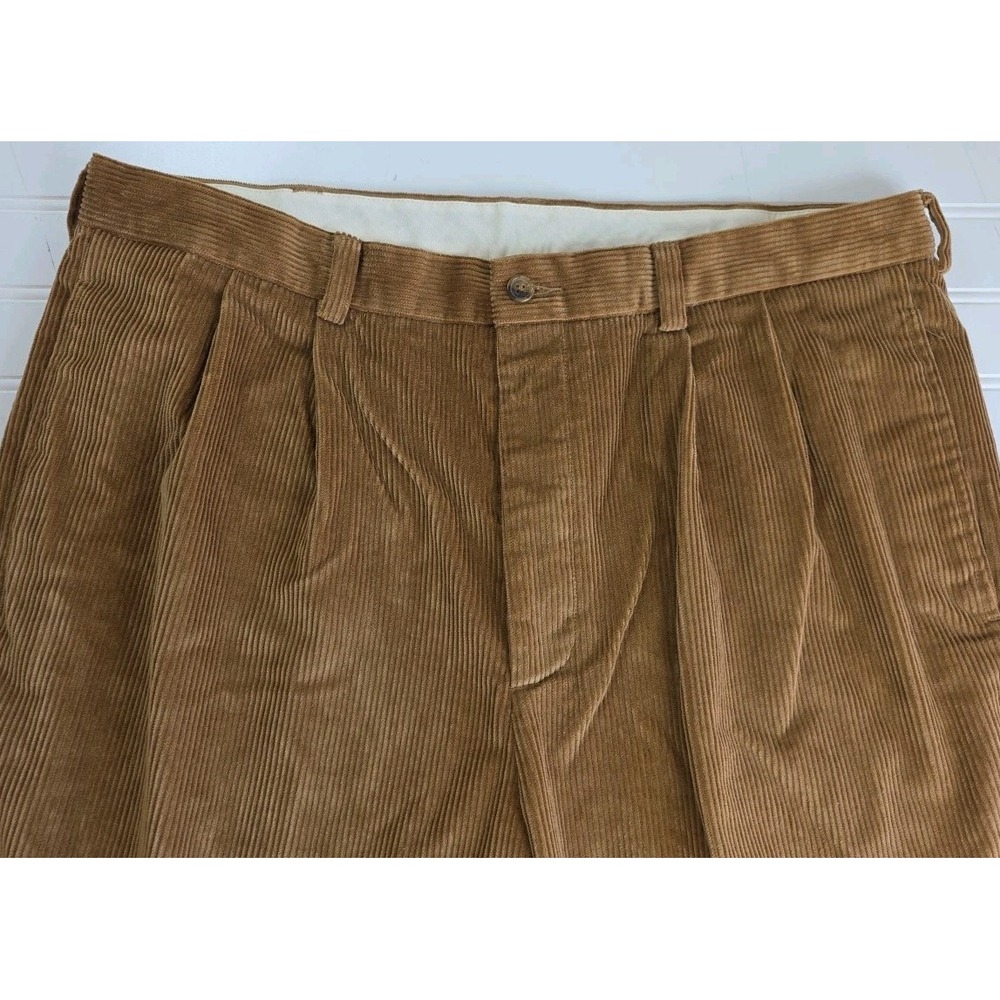 Brooks Brothers 346 Men's Brown Pleated Wide Wale Corduroy Pants 38 x 30 Cuffed